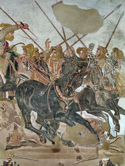 Das Alexander-Mosaik, Detail der persischen Armee in der Schlacht bei Issus, ca. 80 v. Chr. (Mosaik) von Roman